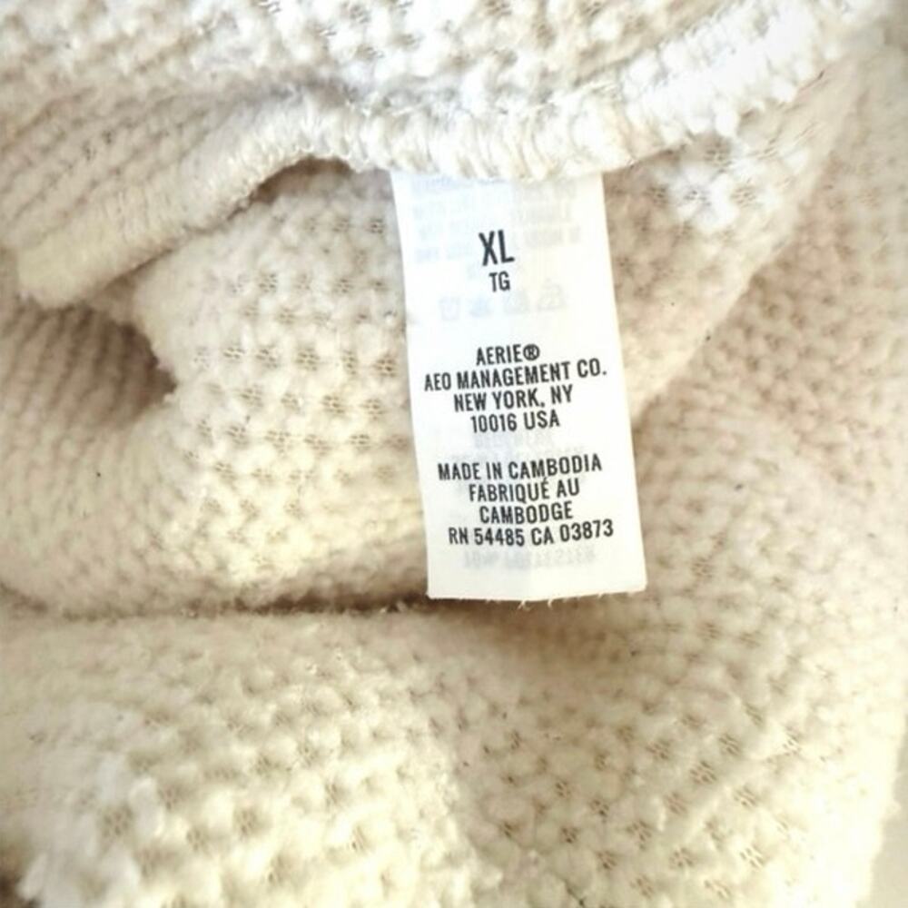 Aerie snap Sherpa pullover oversized sweater cream women’s size XL x large - Picture 10 of 11